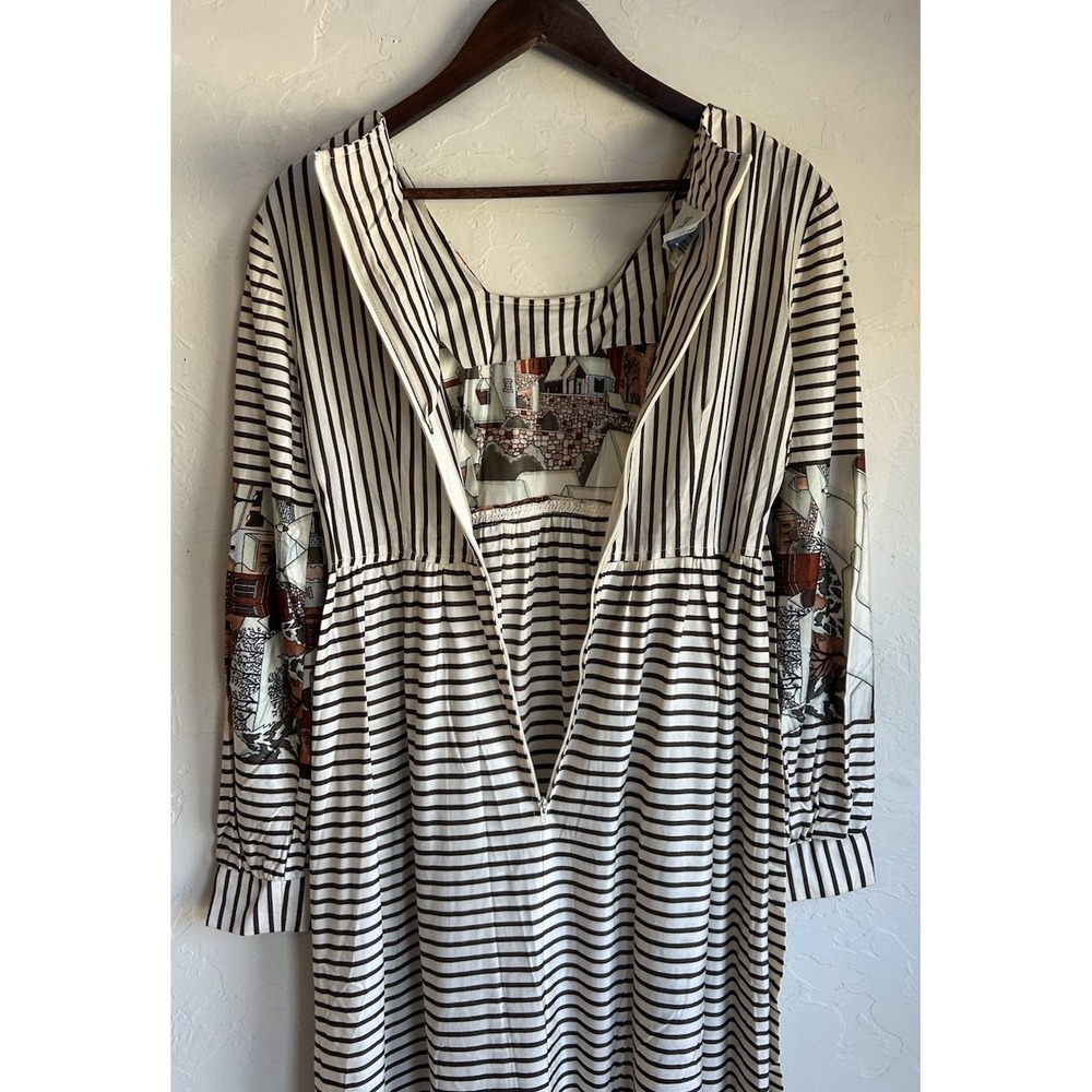 Vintage 60s 70s LA Nylon Maxi Dress 12 Prairie Folk Novelty Cottagecore Bohemian - Picture 13 of 13